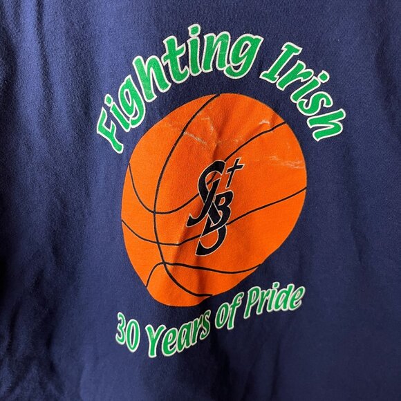 Fighting Irish T Shirt Vintage Y2K Adult Blue Large L Graphic Tee - Picture 12 of 12